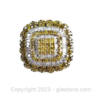 Sterling Silver Yellow and White Diamond Ring