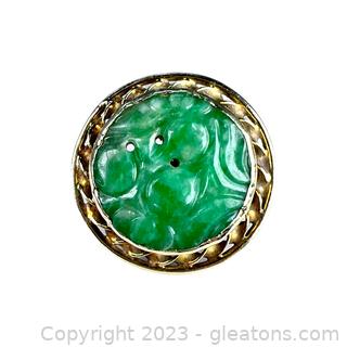 14kt Yellow Gold Carved Jade Ring