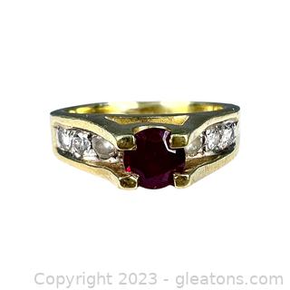 18kt Yellow Gold Ruby & Diamond Ring