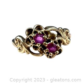 10kt Yellow Gold Ruby Bypass Ring