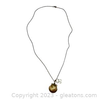 14kt Yellow Gold Seashell & "B" Initial Necklace