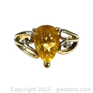 10kt Yellow Gold Citrine & Diamond Ring