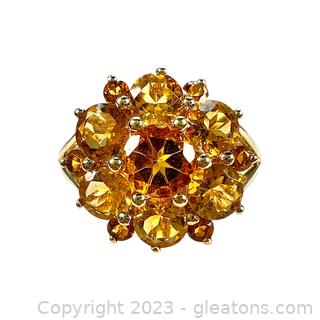 10kt Yellow Gold Citrine Cluster Ring