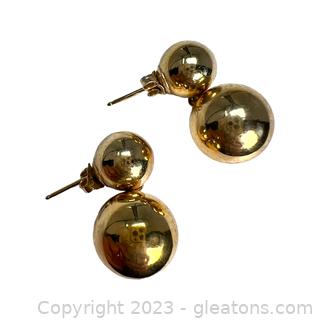 14kt Yellow Gold Ball Dangle Earrings