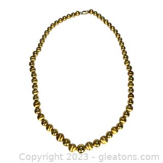 14kt Yellow Gold Graduated Beaded Necklace