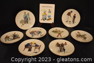 1981-1982 Gorham Limited Edition Norman Rockwell Plates & Books "The Four Seasons" 