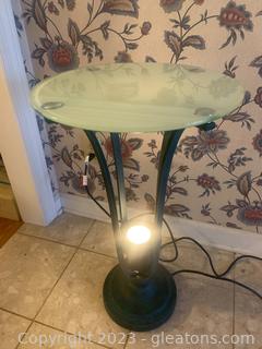 Lighted and Metal Glass Top Accent Table
