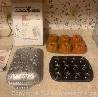 Nordic Ware Cast Aluminum and Two Other Baking Pans