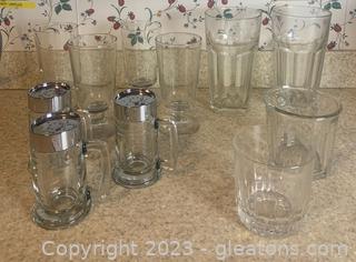 Three Heavy Glass Cinnamon/Sugar Shakers-Footed Glassware-and more