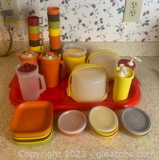 Impressive Collection of Small Tupperware Pieces Including Two Cupcake Holders