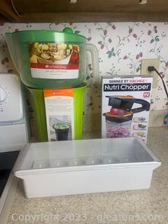 Nutri Chopper-Counter Top Compost Collector-Salad Spinner EGG Tray with Bin