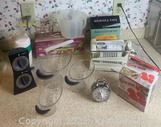 Kitchen Prep Equipment Including French Fry Cutter, Chop Wizard and a Juice Extractor
