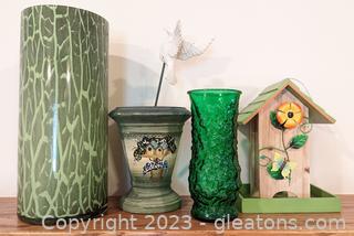 Lovely Bird Feeder & 3 Nice Vases