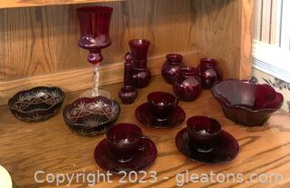 Cut to Clear and Other Ruby Red Decor and Dishware (15pc) 