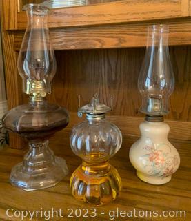 Three Vintage Oil Lamps 