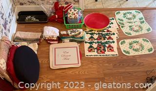 Placemats Pot Holders, Napkins/Rings Seat Cushions- Lacquered Tray and More 