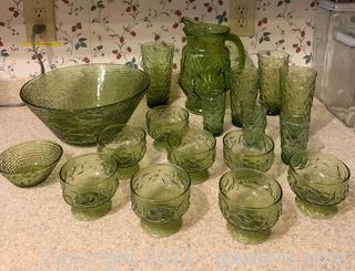 Collection of Avocado Anchor Hocking Dishes 