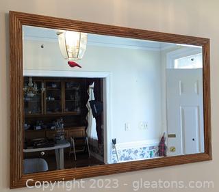 Lovely Wood Framed Beveled Mirror 