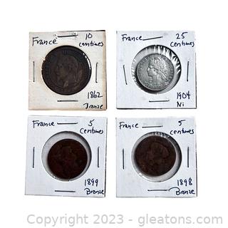 4 Collectible Antique Coins from France