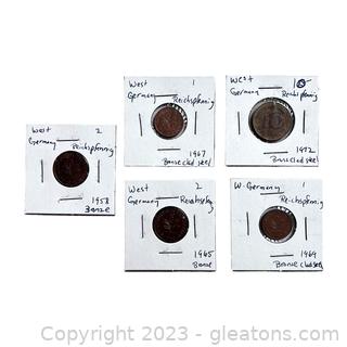 5 Collectible Coins from West Germany 
