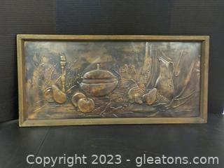 Vintage Tin/Copper Relief with Distressed Surface.
