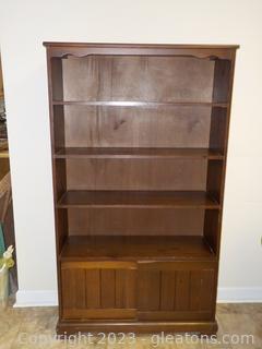 Vintage Handmade Wooden Bookcase with Bottom Storage 