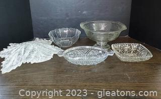 Crystal & Clear Ware Featuring Lovely Leaf Decor