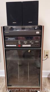 Vintage Panasonic Stereo System-Jensen Speakers, Storage rack