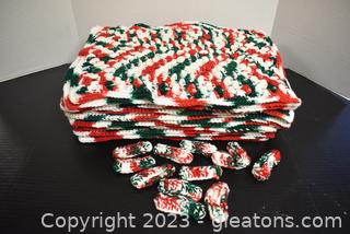 Crocheted Christmas Placemats and Napkin Rings 