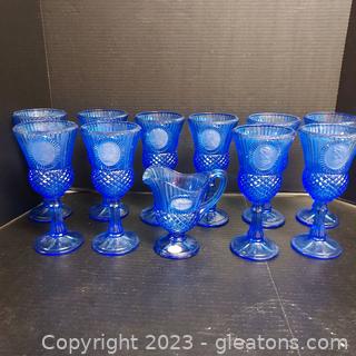 11 Piece Lot of Avon Blue Fostoria Collectible Glasses
