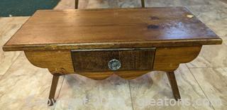 Country Style Wood Table w/ Drawer