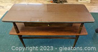 MCM Console Table w/ Drawer and Bottom Shelf