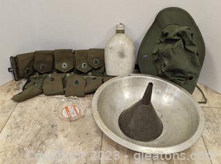Circa WWII M1 Garand Cartridge Belt & Canteen Plus More