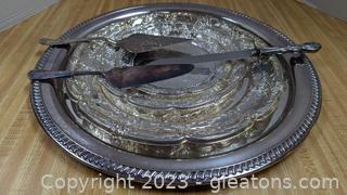 Pair of International Silverplated Cake Servers, Sheffield Stainless Knife, & More