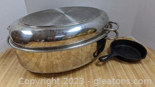 Gourmet Standard 18/10 Stainless Steel Roasting Pan & Cast Iron Skillet