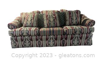 Multicolored Striped 3 Person Skirted Sofa