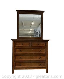 Lovely 5 Drawer Storage Chest with Beveled Mirror