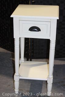 Antique White End Table with Storage