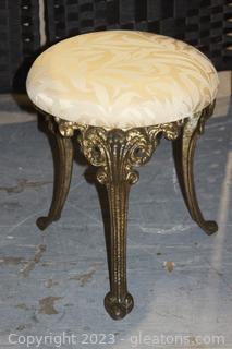 Vintage Victorian Small Stool with gold Toned Legs