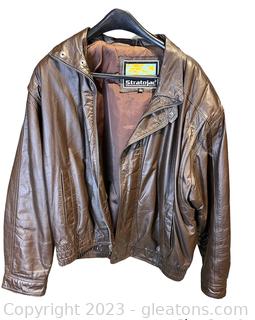 Stratojac Mens Brown Leather Jacket