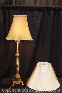 Elegant Ornate Table Lamp with Two Shades