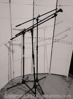 3 “On Stage” Stands with Microphone Boom Arms 