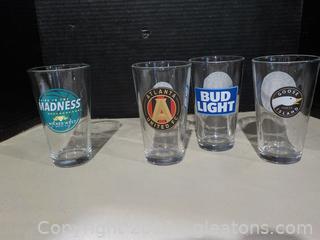 2 Sets of Restaurant Glasses Featuring Atlanta United FC or Wicked Weed Brewing 