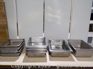 Group of 20 Stainless Steel Warming Pans. 4 Sizes. 