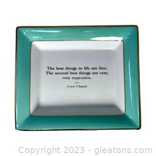 New in Box Gump's Repartee Tray with Coco Chanel Quote