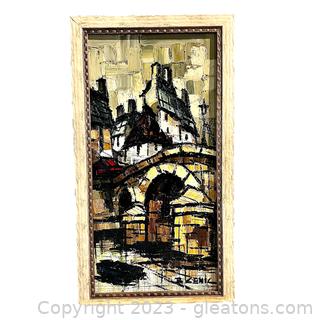 Abstract European Cityscape Oil Painting 