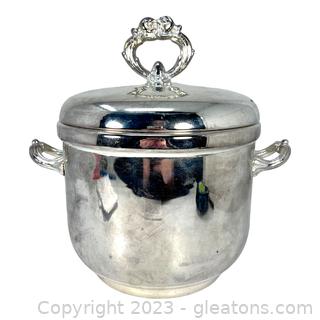 Silver Plated Ice Bucket with Lid and Tongs