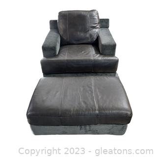 Beautiful Mixed Texture Chair with Ottoman