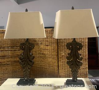 Pair of Scrollwork Table Lamps (See Note)