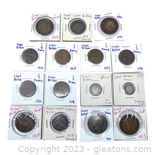 Collection of Valuable Coins from Great Britain (1910's)